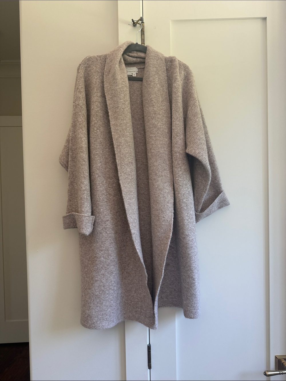 Anthropologie Taupe Open-Front Cozy Cardigan